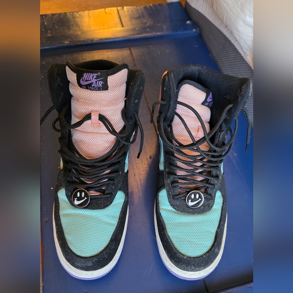 Nike Air High-Top Sneakers in Mint, Pink & Black